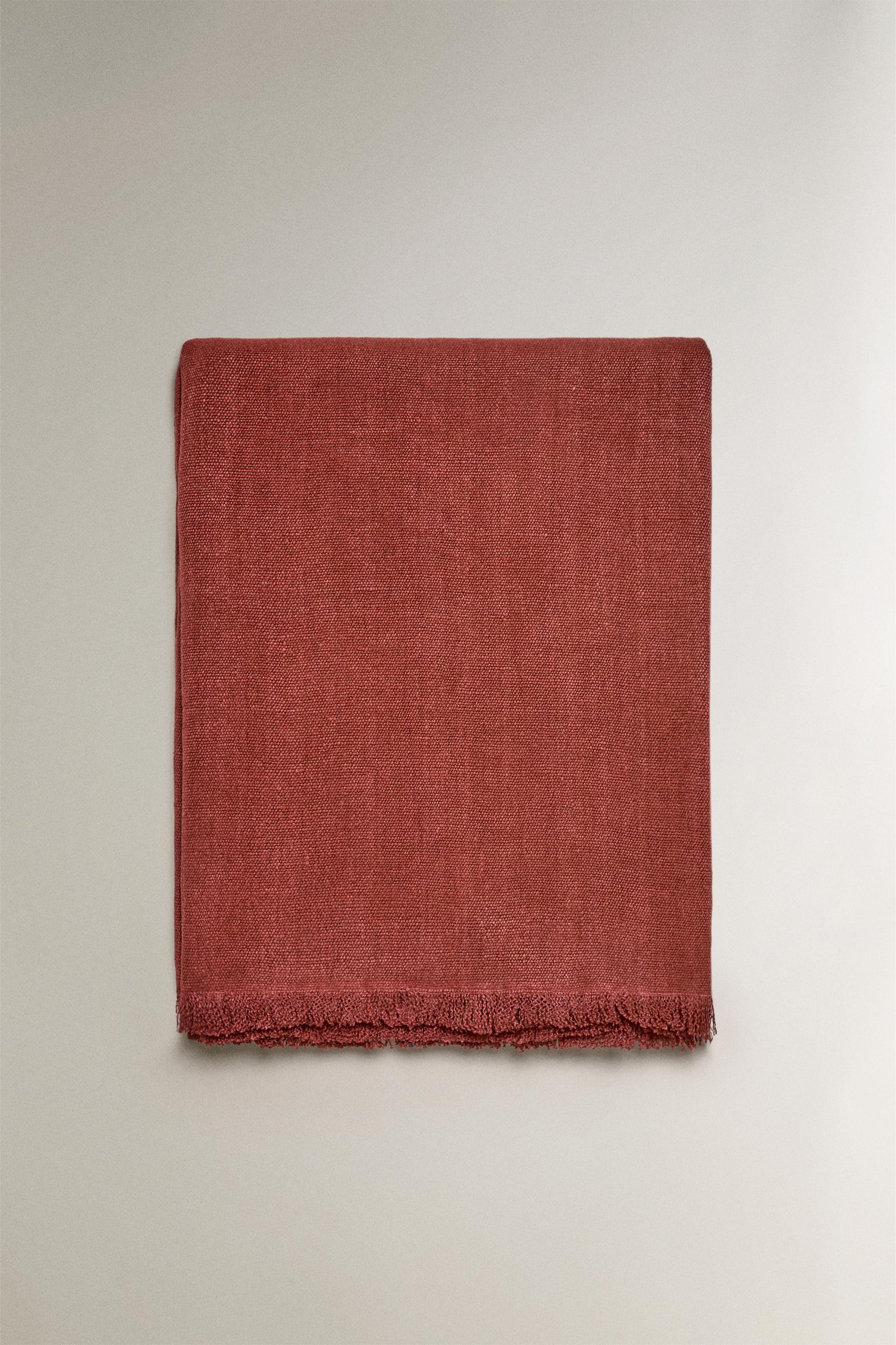 FRINGED LINEN BLANKET